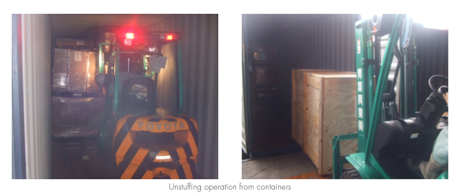Unstuffing operation from containers