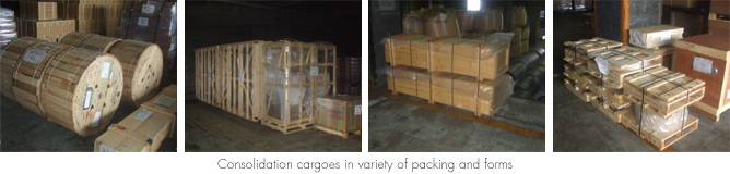 consolidation cargoes in variety of packing and forms